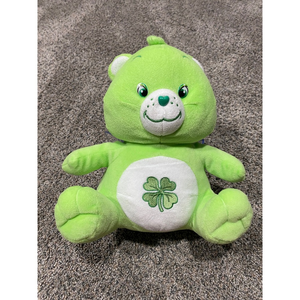 Care Bears Good Luck Bear Plush Lime Green Clover 13 Inch Stuffed Animal